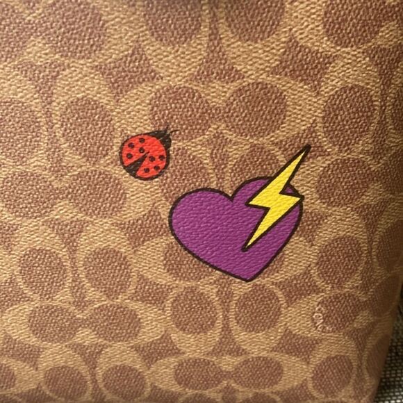 Coach City Tote Bag Purse In Signature Canvas With Sticker Print - Picture 4 of 8